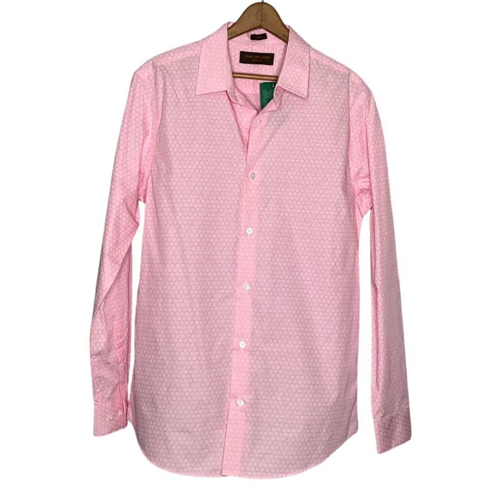 New Fairlane & Sons Stitch Fix‎ Men's Medium M Pink Wrinkle Free Button Up Shirt